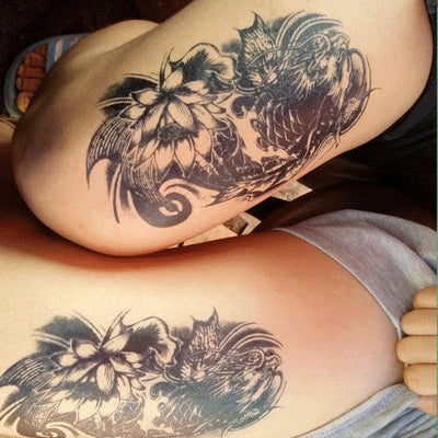 [B22]Lotus and Koi - Tatou - Natural Two Weeks Tattoo