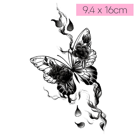 [B27]Floral Butterfly - Tatou - Natural Two Weeks Tattoo