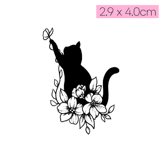 Cat Craving Flowers - Tatou - Natural Two Weeks Tattoo