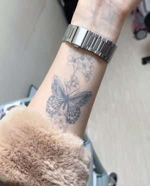 [M27]Flower and Butterfly - Tatou - Natural Two Weeks Tattoo