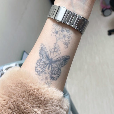 [M27]Flower and Butterfly - Tatou - Natural Two Weeks Tattoo