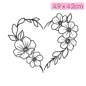 [S69]Flower Heart - Tatou - Natural Two Weeks Tattoo