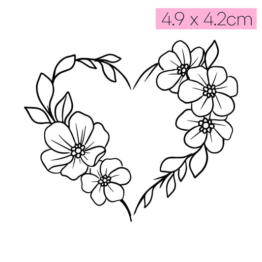 [S69]Flower Heart - Tatou - Natural Two Weeks Tattoo